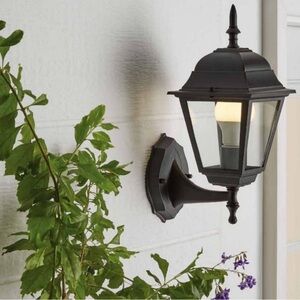 Outdoor Wall Light with Clear Glass Lens Classic Black Finish Bulb Included